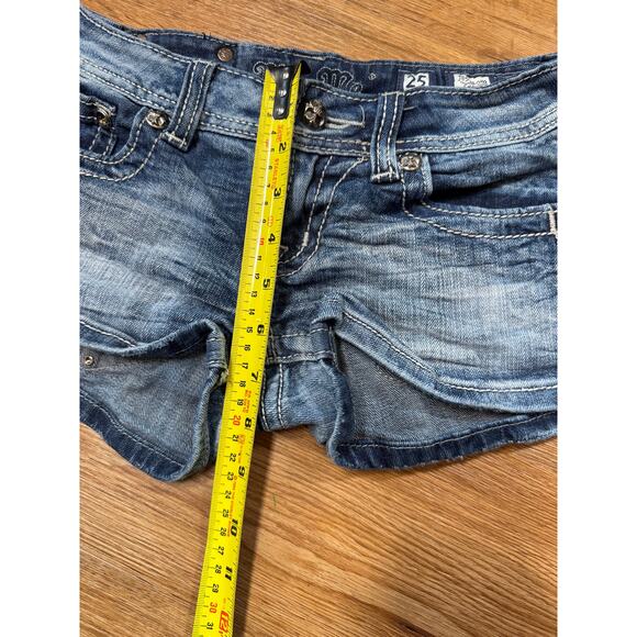 Miss Me JE534OHG Shorts Low Rise Y2K Stitched Jewels Bling Embroidered SZ 25 EB - Picture 5 of 5